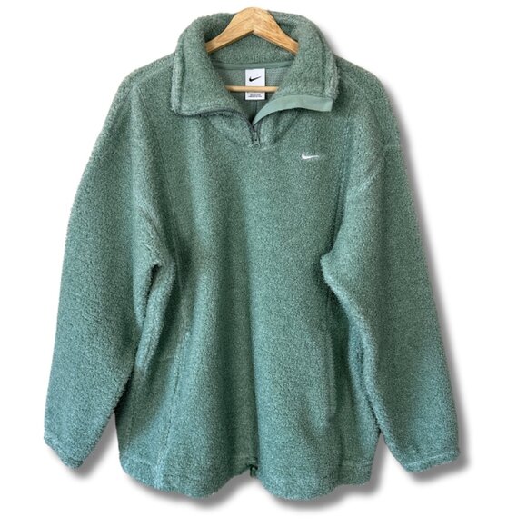 Nike Other - Nike Men's Fleece Pullover Sweatshirt Quarter Zip Sherpa Creamy Mint Medium